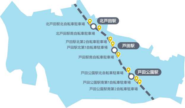 画像：戸田市自転車駐車場の地図